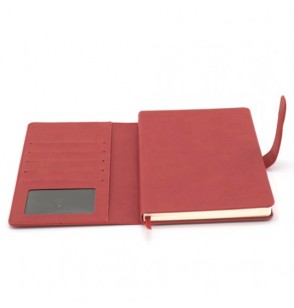 MGA-AP3002 Bordo Termo Deri Kemerli Lüks Kapak / Dikişli Defter Kartvizit ve Evrak Bölmeli Üst Kapak