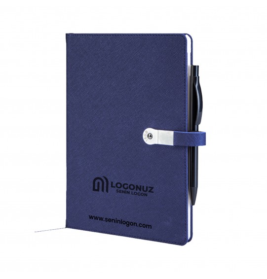 MGA-D1701 Lacivert Termo Deri USB'li Defter