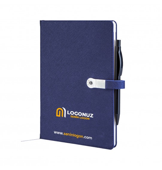 MGA-D1701 Lacivert Termo Deri USB'li Defter