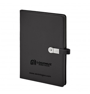 MGA-D1701 Siyah Termo Deri USB'li Defter