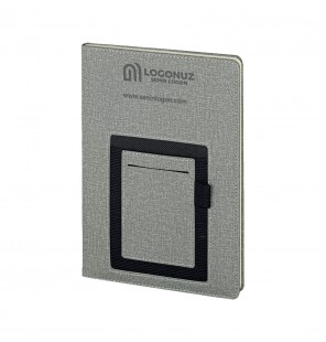 MGA-D2421-Holmen Gri Termo Deri Defter (Holmen Kitap Kağıdı)