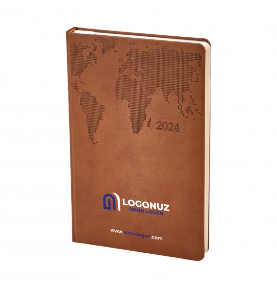 MGA-D378 Kahverengi Termo Deri Tarihli Ajanda (Holmen Kitap Kağıdı)