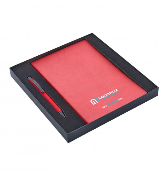 MGA-Z2280-K Kırmızı Hediyelik Set-Renkli Kenar Not Defteri-Metal Tükenmez Kalem MGA-Z2280-K Kırmızı Hediyelik Set-Renkli Kenar Not Defteri-Metal Tükenmez Kalem