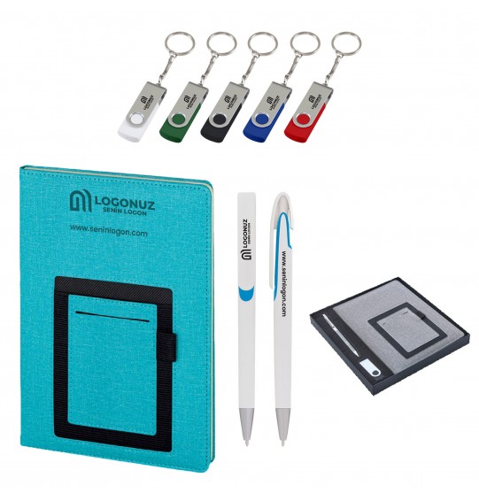 MGA-Z2420-K Turkuaz Hediyelik Set -Cepli Not Defteri - Metal Tükenmez Kalem - USB Bellek MGA-Z2420-K Turkuaz Hediyelik Set -Cepli Not Defteri - Metal Tükenmez Kalem - USB Bellek