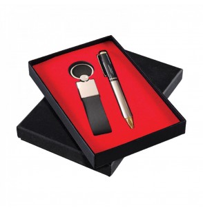MGA-Z5011 Füme Siyah Hediyelik Set - Metal Tükenmez Kalem - Metal Suni Deri Anahtarlık