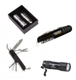 MGA-Z5041 Siyah Hediyelik Set 7 Fonksiyonlu Çakı - Led El Feneri