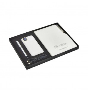 MGA-Z5060 Beyaz Hediyelik Set - Powerbank - Defter - Kalem Seti