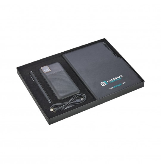 MGA-Z5060 Siyah Hediyelik Set - Powerbank - Defter - Kalem Seti