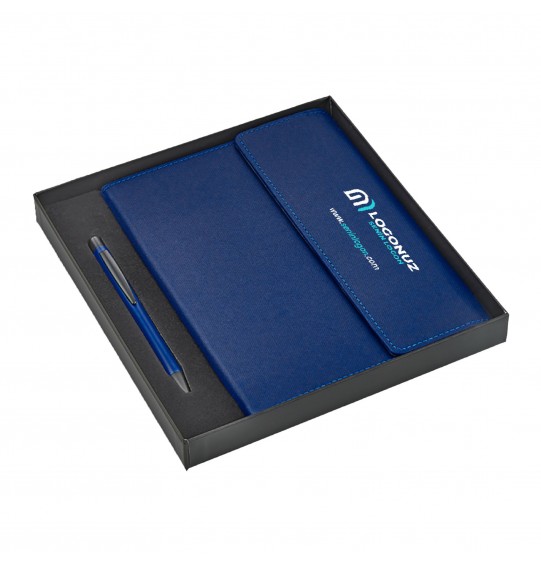 MGA-Z2424-K Mavi Hediyelik Set - Defter - Kalem Seti