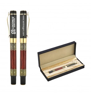 MGA-KS1217-KR Siyah-Gold Metal Roller Kalem Seti