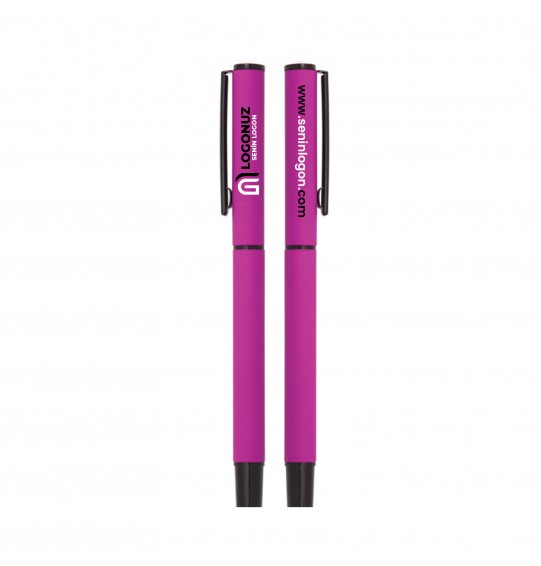 MGA-K1023-R Pembe Metal Rubber Gövde Roller Kalem MGA-K1023-R Pembe Metal Rubber Gövde Roller Kalem
