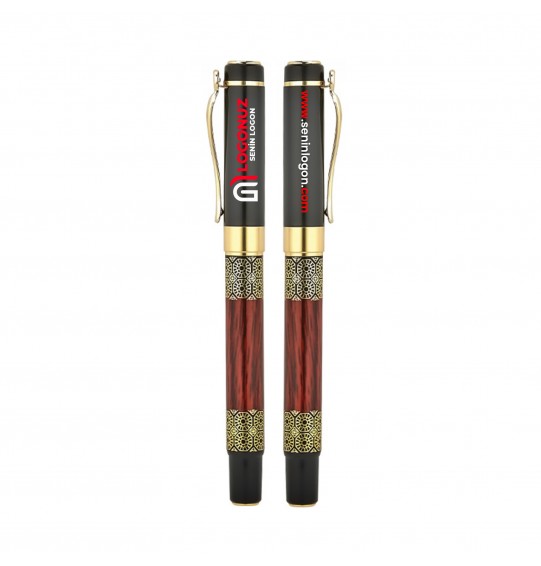 MGA-K1217-D Siyah-Gold Metal Dolma Kalem
