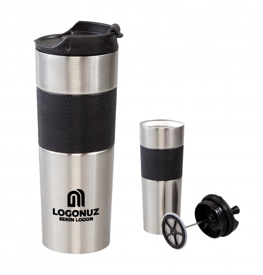 MGA-T5312 Krom French Press Çelik Termos / 450 ml