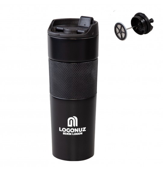 MGA-T5312 Siyah French Press Çelik Termos / 450 ml