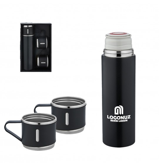 MGA-T5337 Siyah Çelik 3'lü Termos Set / 500 ml MGA-T5337 Siyah Çelik 3'lü Termos Set / 500 ml