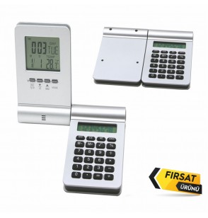 MGA-H5503 Gümüş Hesap Makineli Masa Saati