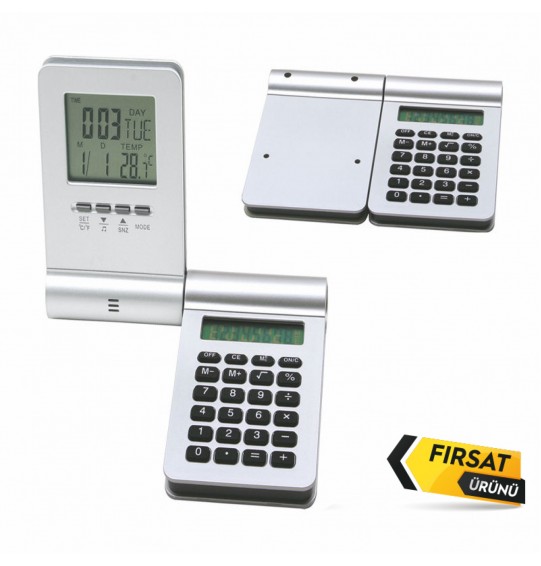 MGA-H5503 Gümüş Hesap Makineli Masa Saati MGA-H5503 Gümüş Hesap Makineli Masa Saati