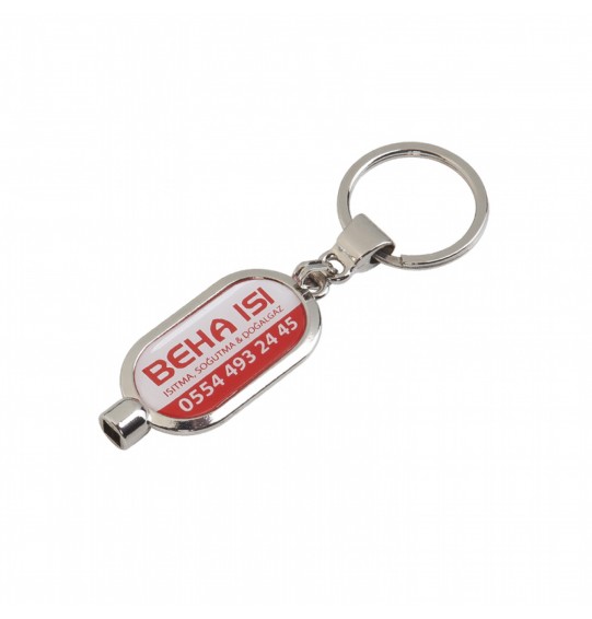 MGA-R874 Krom Çift Taraflı Metal Anahtarlık