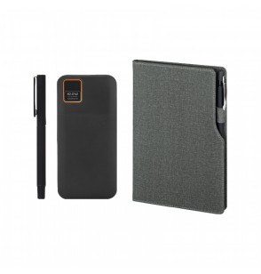 5061 Siyah Hediyelik Set - Powerbank - Defter - Kalem Seti
