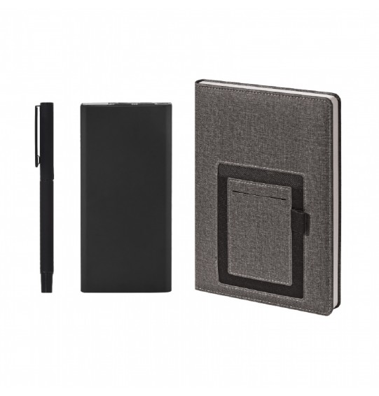 5062 Siyah Hediyelik Set - Powerbank - Defter - Kalem Seti