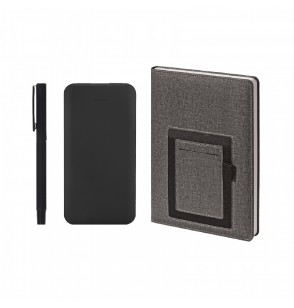 5063 Siyah Hediyelik Set - Powerbank - Defter - Kalem Seti